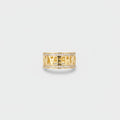 Gold Rhinestone Band Ring with Geometric Cutout Design