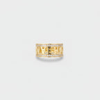 Gold Rhinestone Band Ring with Geometric Cutout Design