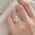 Silver Double Heart Ring Set