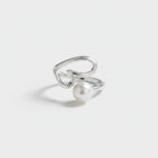 Pearl Heart Silver Ring Set