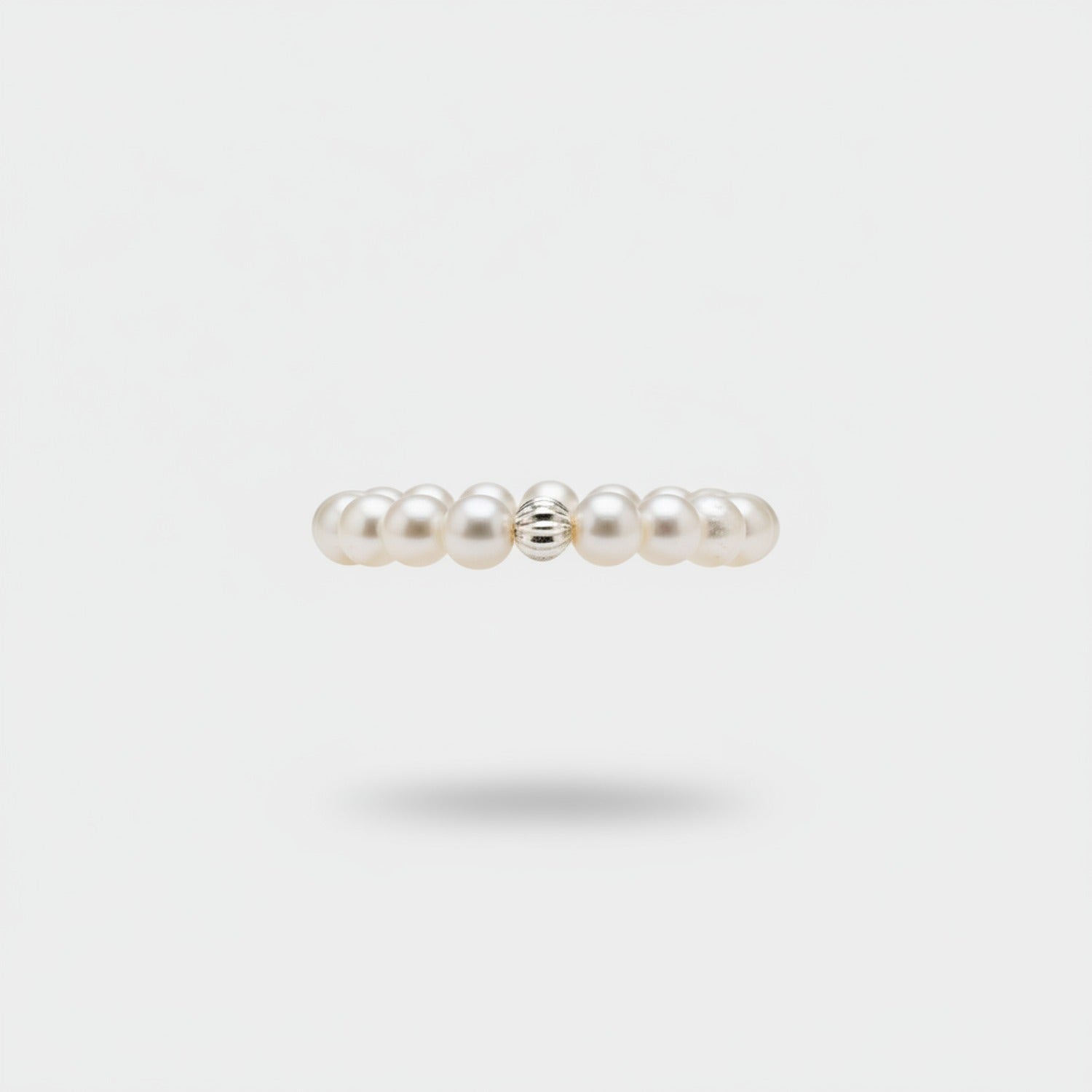 Pearl Beaded Ring With Silver Spacer