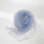 Periwinkle Chiffon Wrap Scarf With Fringe