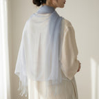 Periwinkle Chiffon Wrap Scarf With Fringe