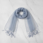 Periwinkle Chiffon Wrap Scarf With Fringe – scarves & belts (view 3)
