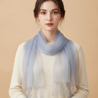 Periwinkle Chiffon Wrap Scarf With Fringe – scarves & belts (view 2)