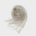 Lightweight Cream Linen Wrap Scarf With Fringe