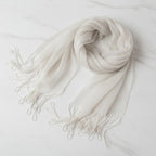 Sheer Ivory Wrap Scarf with Fringe – scarves & belts (view 3)