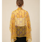 Yellow Floral Print Lightweight Scarf Wrap