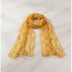 Yellow Floral Print Lightweight Scarf Wrap – scarves & belts (view 2)