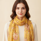 Yellow Floral Print Lightweight Scarf Wrap – scarves & belts (view 3)