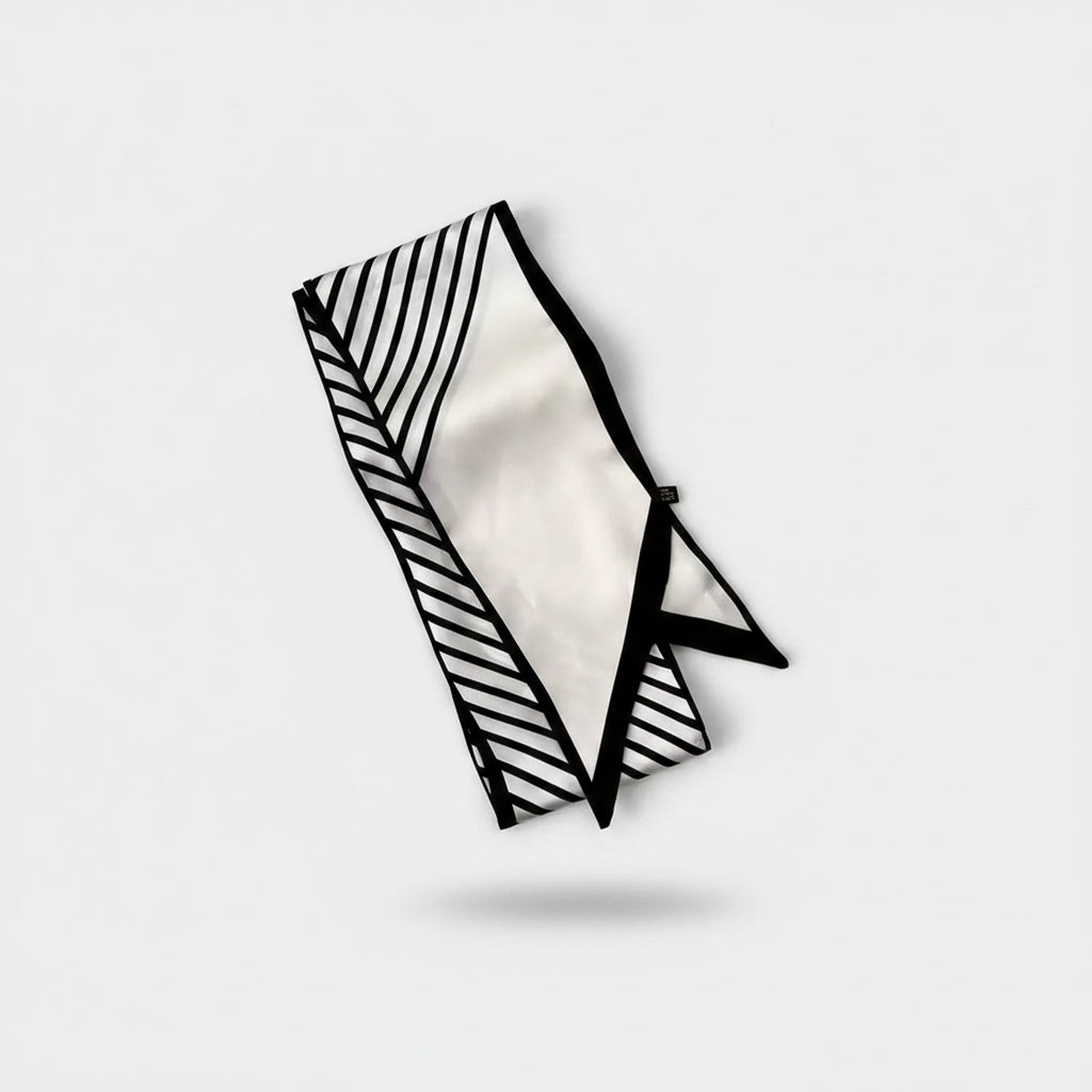 Striped Black & White Triangle Scarf Wrap