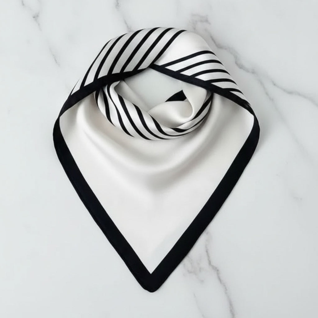 Striped Black & White Triangle Scarf Wrap – scarves & belts (view 2)