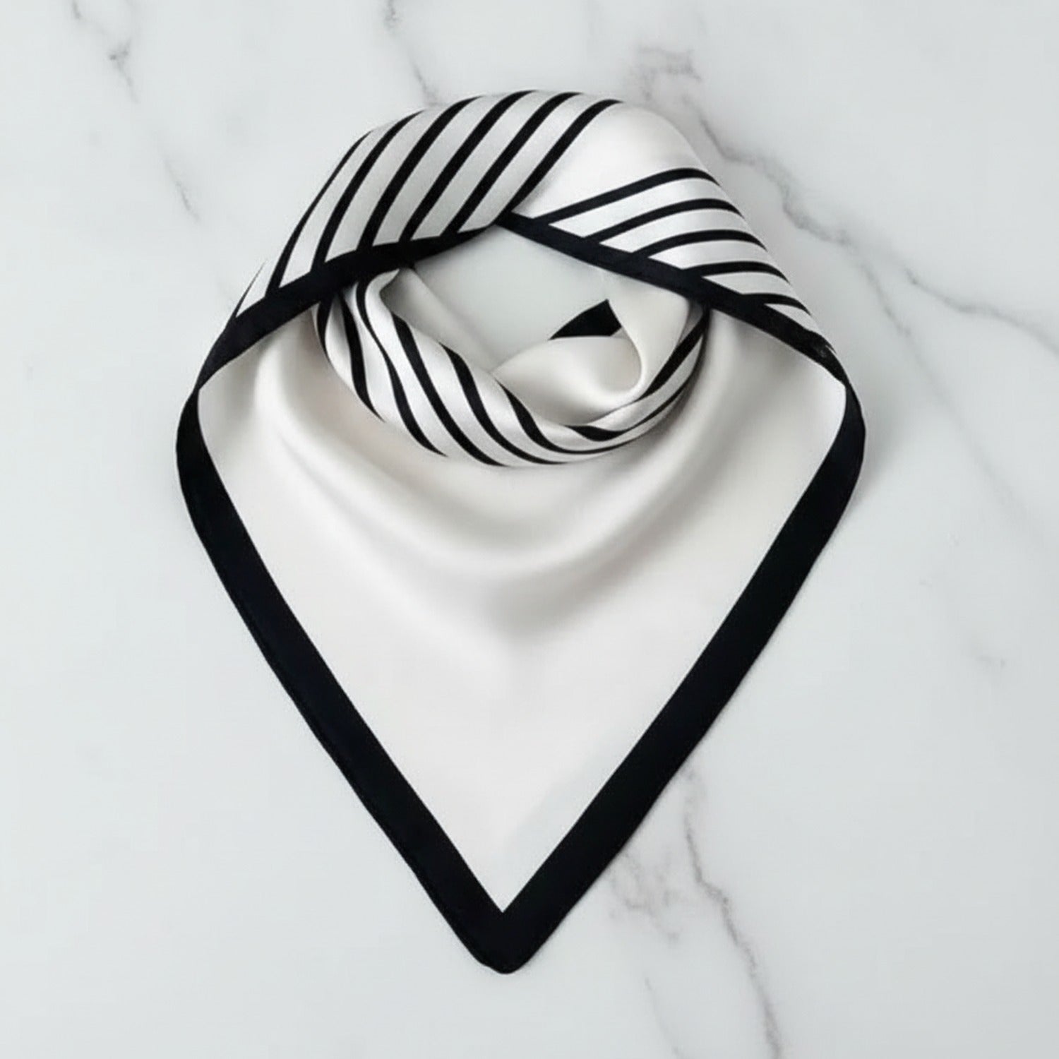Striped Black & White Triangle Scarf Wrap