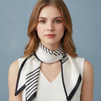 Striped Black & White Triangle Scarf Wrap – scarves & belts (view 3)