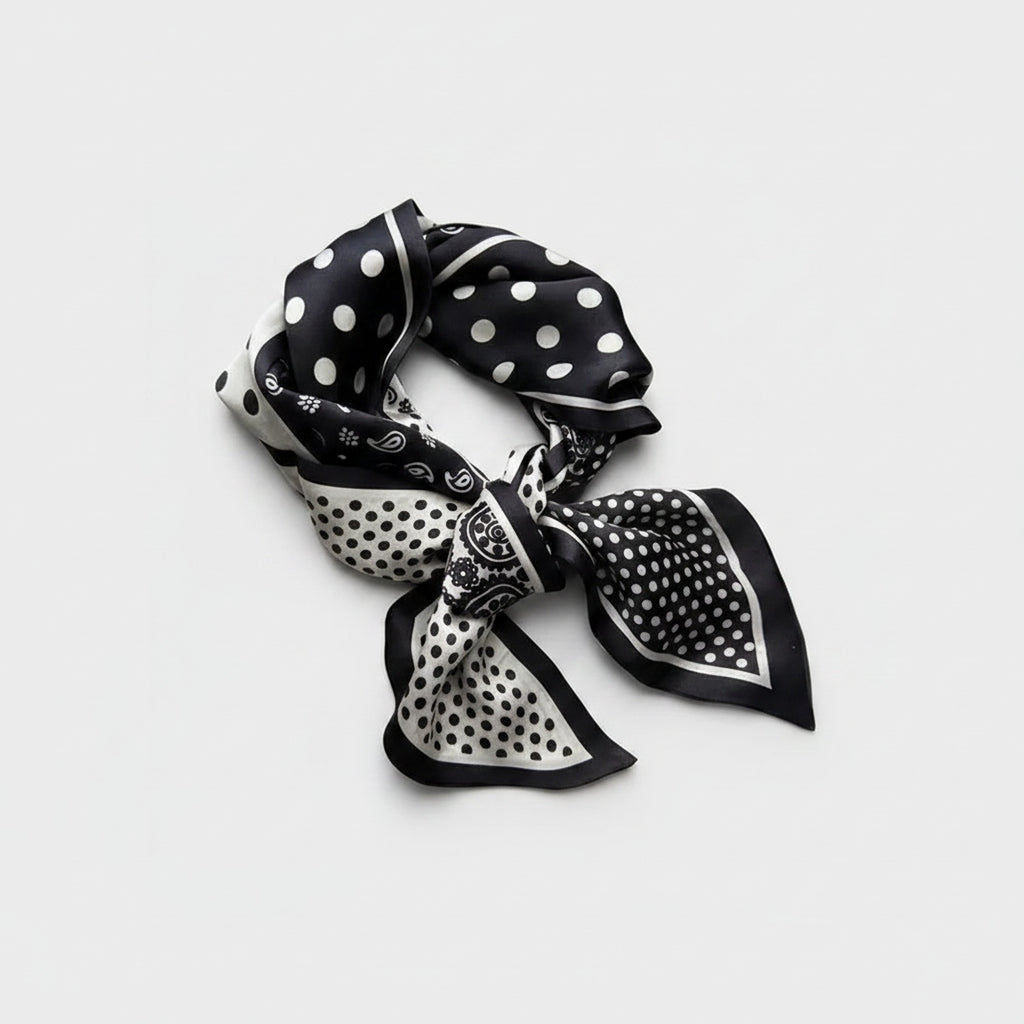 Polka Dot Black White Bandana Scarf