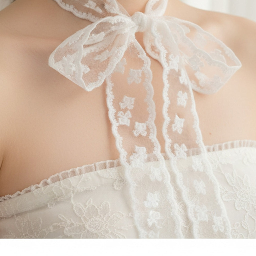 White Floral Lace Bow Hair Clip Set