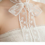 White Floral Lace Bow Hair Clip Set