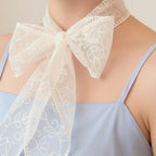 Lace Ribbon Hair Bow Clip Set Ivory