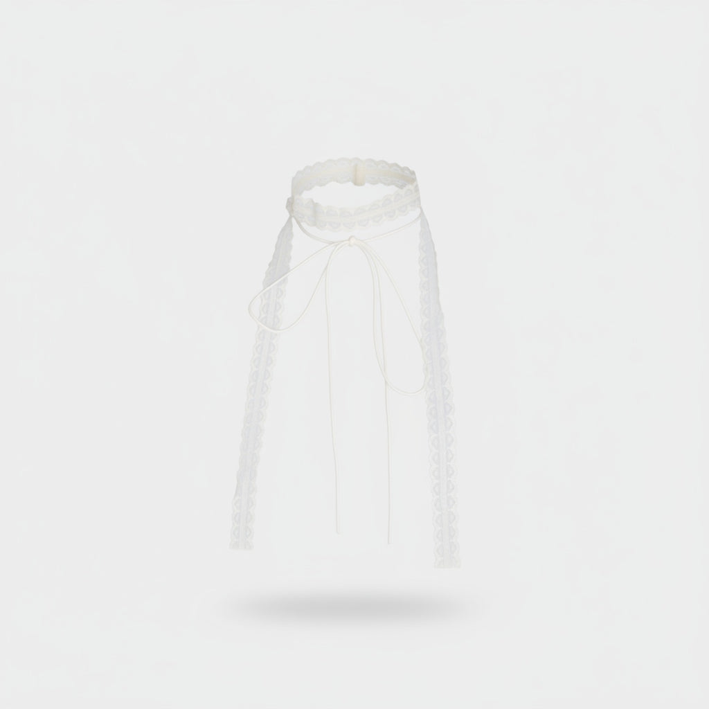 Lace Veil Ring Set With Bow Tie