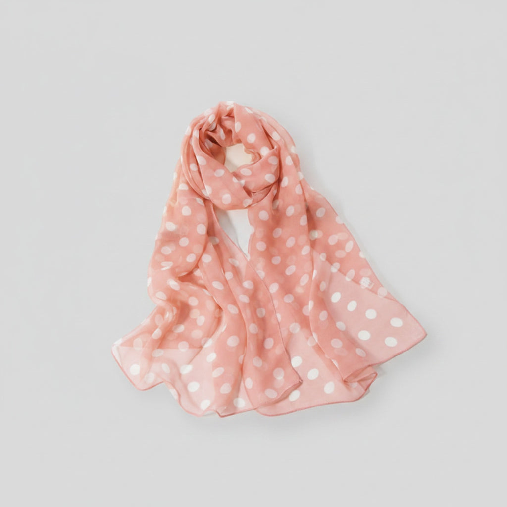 Polka Dot Lightweight Chiffon Scarf Pink