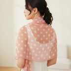 Polka Dot Lightweight Chiffon Scarf Pink