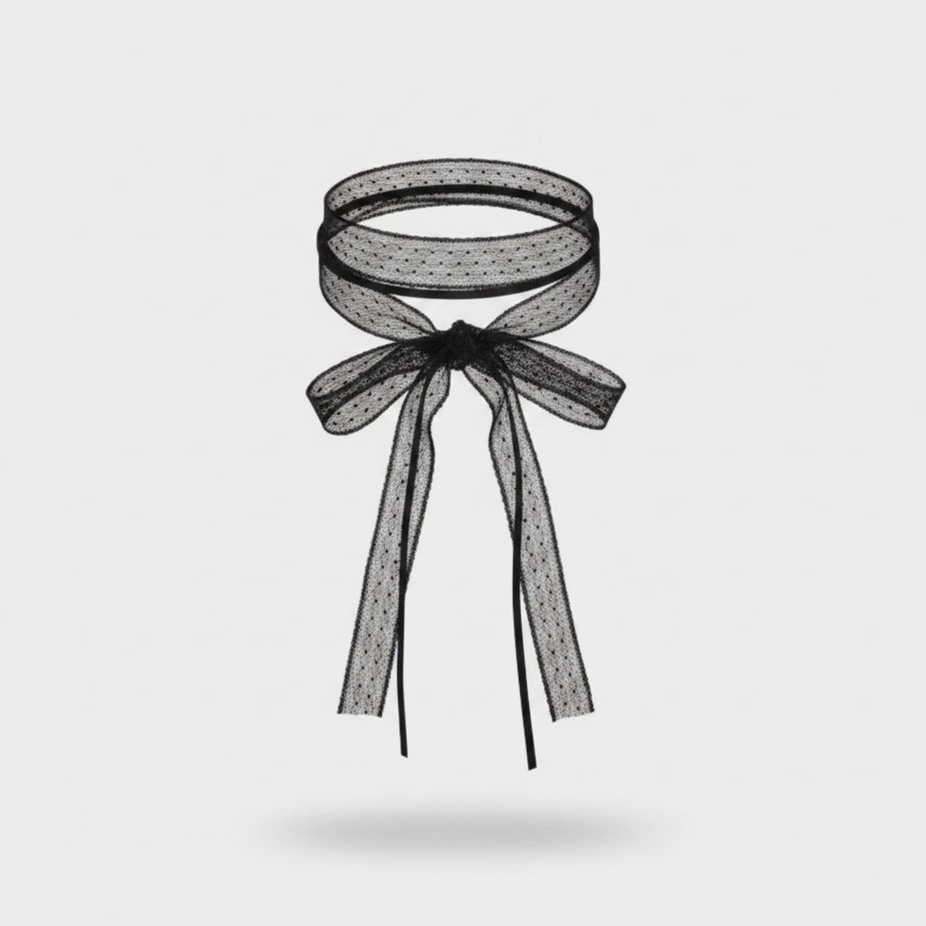 Black Lace Bow Choker Ring Set