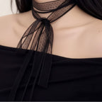 Black Lace Bow Choker Ring Set