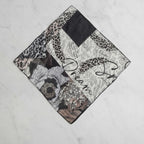 Mixed Print Silk Scarf - Dark Coffee – scarves & belts (view 2)