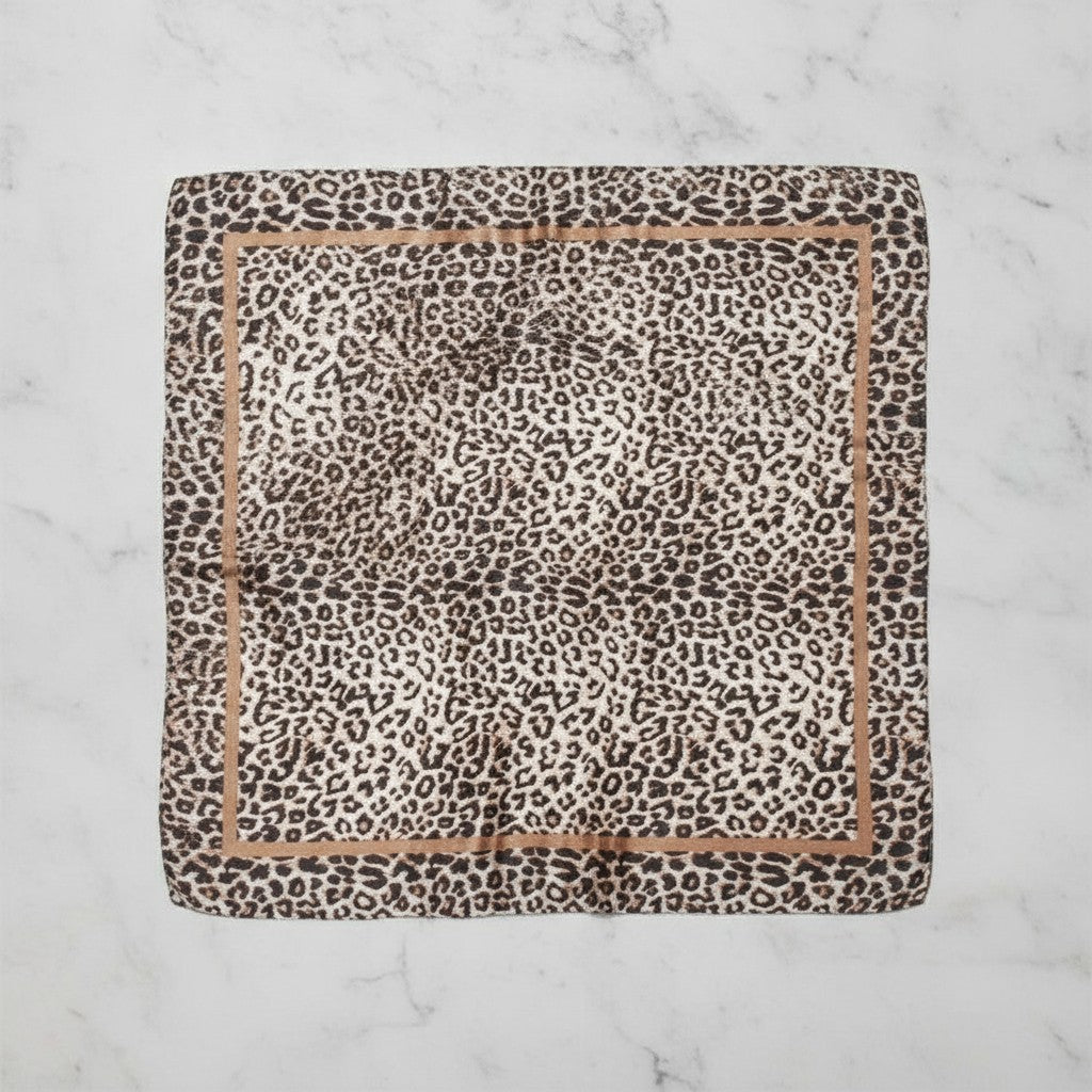 Mixed Print Silk Scarf - Light Brown – scarves & belts (view 2)