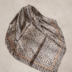 Mixed Print Silk Scarf - Light Brown