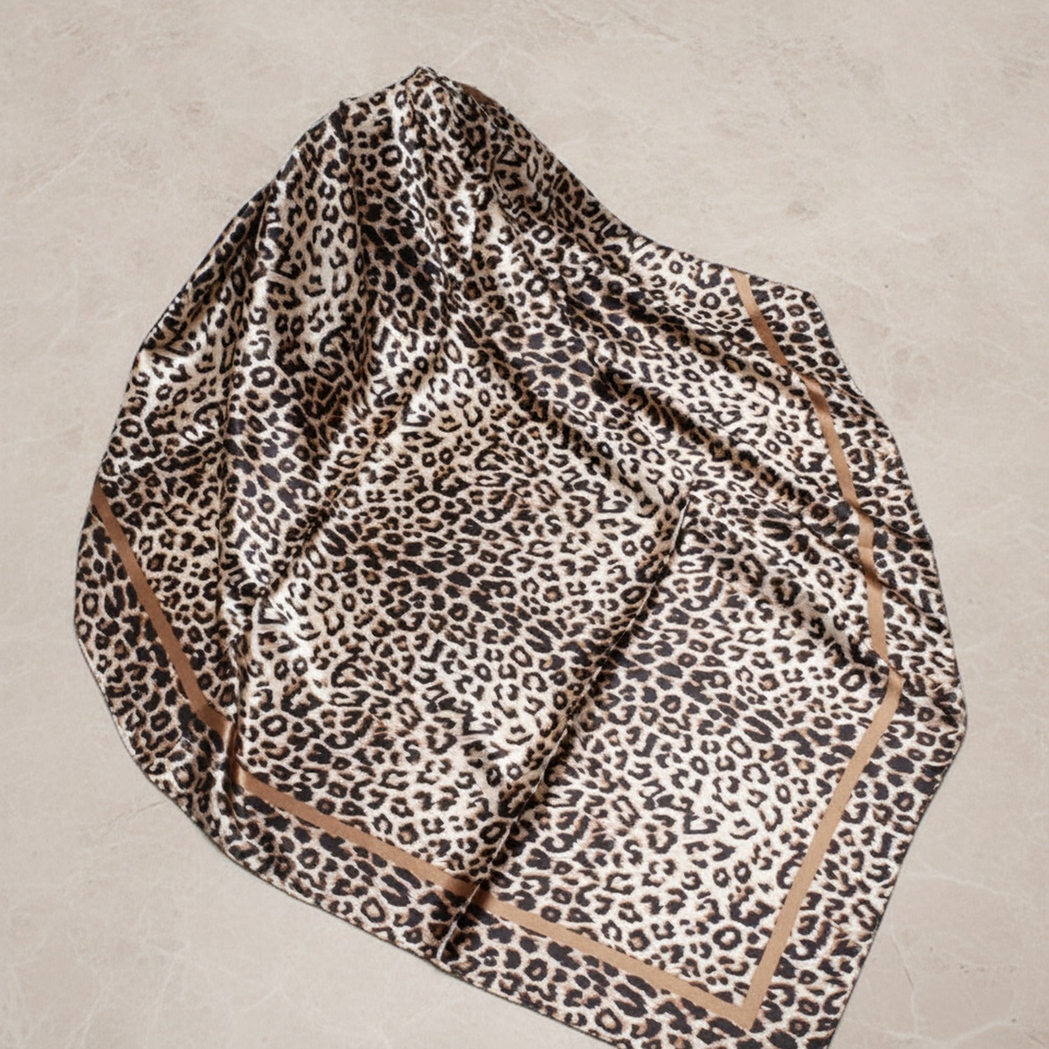 Mixed Print Silk Scarf - Light Brown