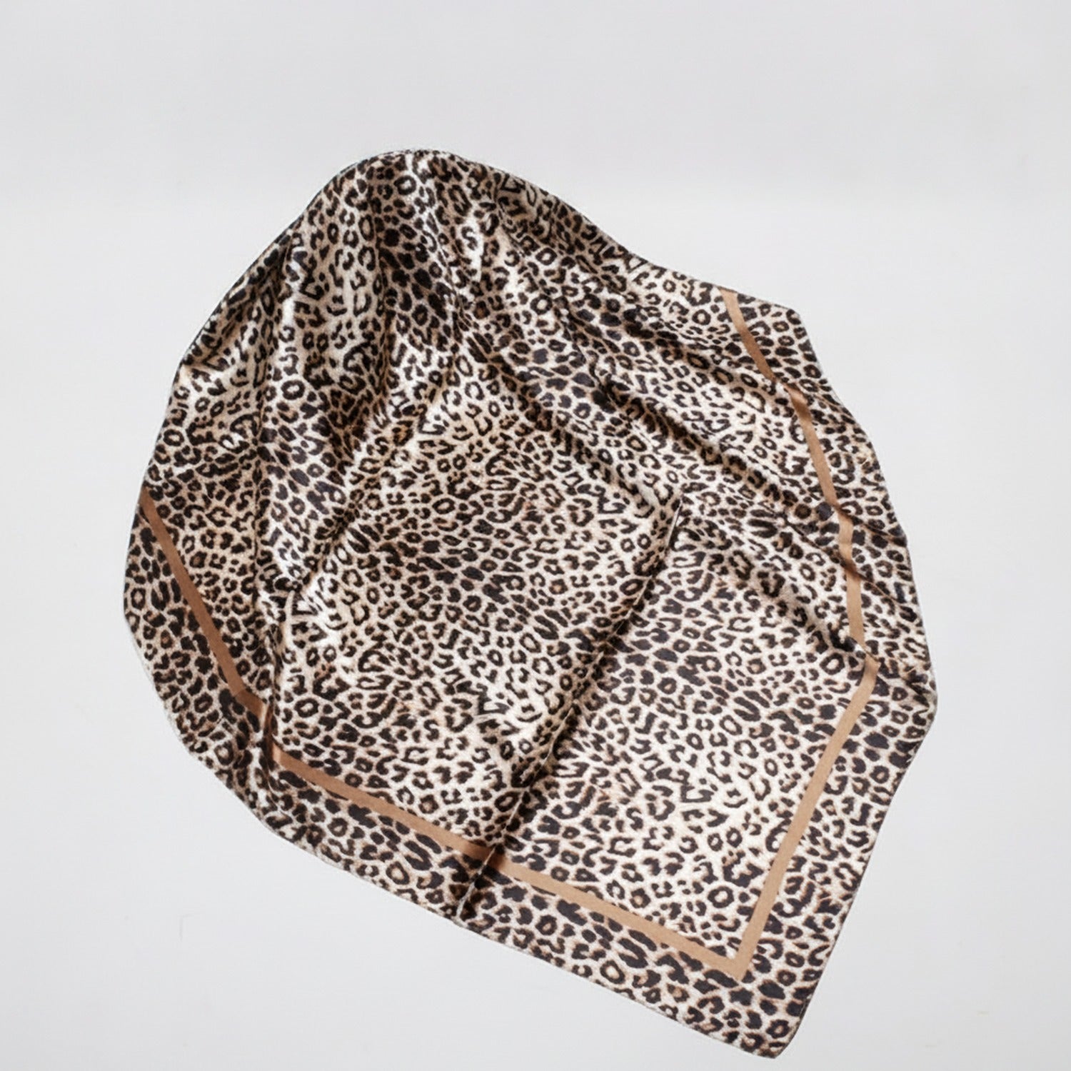 Mixed Print Silk Scarf - Light Brown