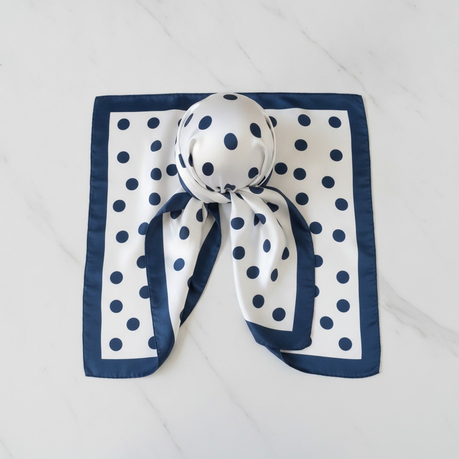 Bow Hair Clip Scarf - Black & White Polka Dot