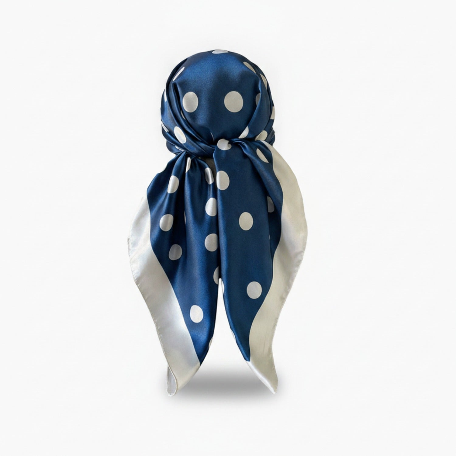 Bow Hair Clip Scarf - Black & White Polka Dot