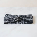 Bandana Paisley Print Hair Wrap Headband - Black