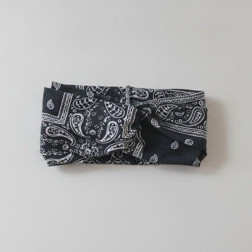 Bandana Paisley Print Hair Wrap Headband - Black – hair accessories (view 1)