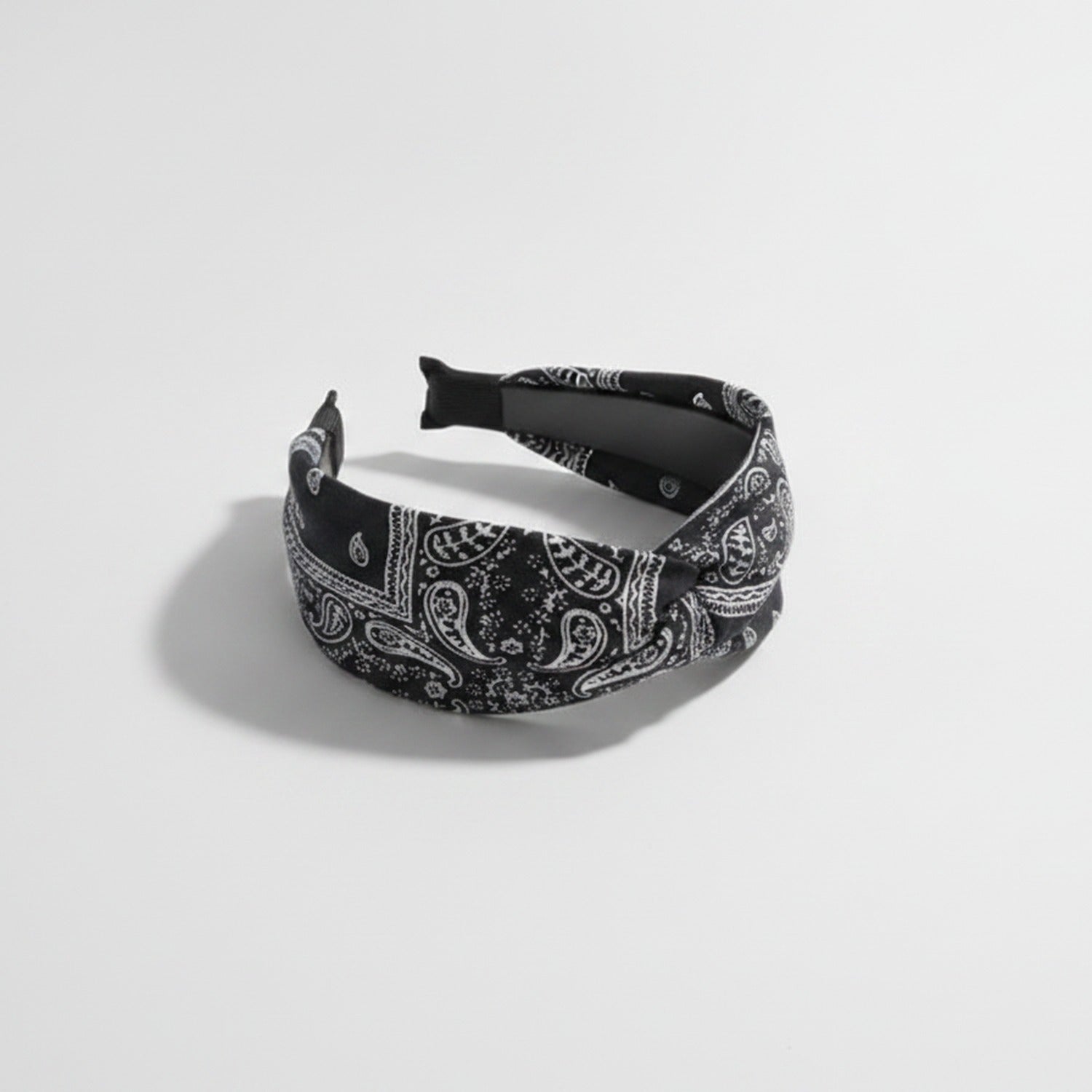 Bandana Paisley Print Hair Wrap Headband - Black
