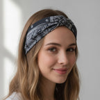 Bandana Paisley Print Hair Wrap Headband - Black – hair accessories (view 3)