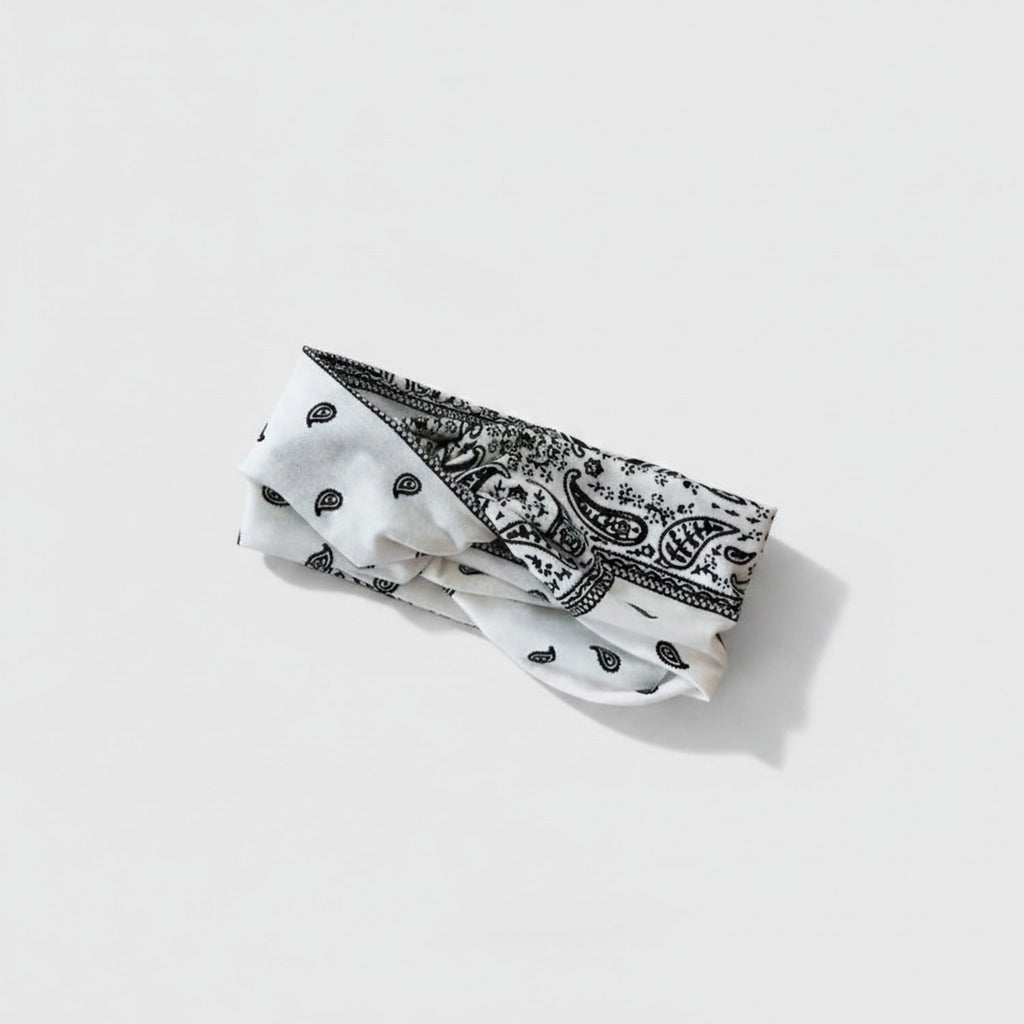 Bandana Paisley Print Hair Wrap Headband - White – hair accessories (view 1)
