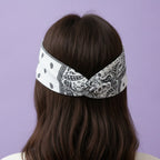 Bandana Paisley Print Hair Wrap Headband - White – hair accessories (view 2)