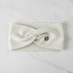 Ribbed Knit Hairband With Charm - Cream White – hair accessories (view 2)