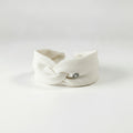 Ribbed Knit Hairband With Charm - Cream White – hair accessories (view 1)