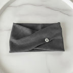 Ribbed Knit Hairband With Charm - Gray