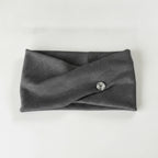Ribbed Knit Hairband With Charm - Gray – hair accessories (view 1)