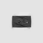 Ribbed Knit Hairband With Charm - Gray