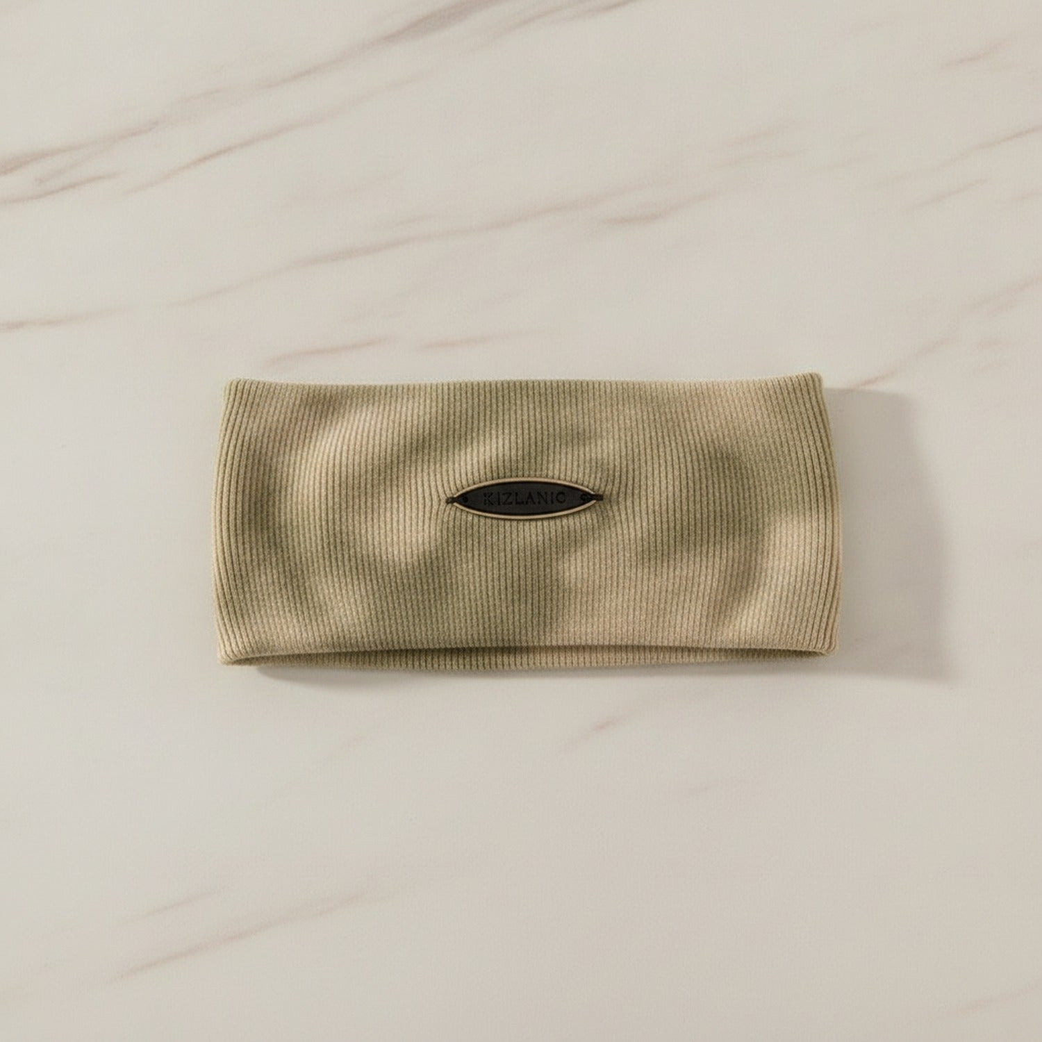 Ribbed Knit Headwrap in Taupe - Beige