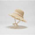 Cream Crochet Bucket Hat With Lace Trim – apparel accessories (view 1)