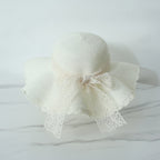 Cream Crochet Bucket Hat With Lace Bow – apparel accessories (view 2)