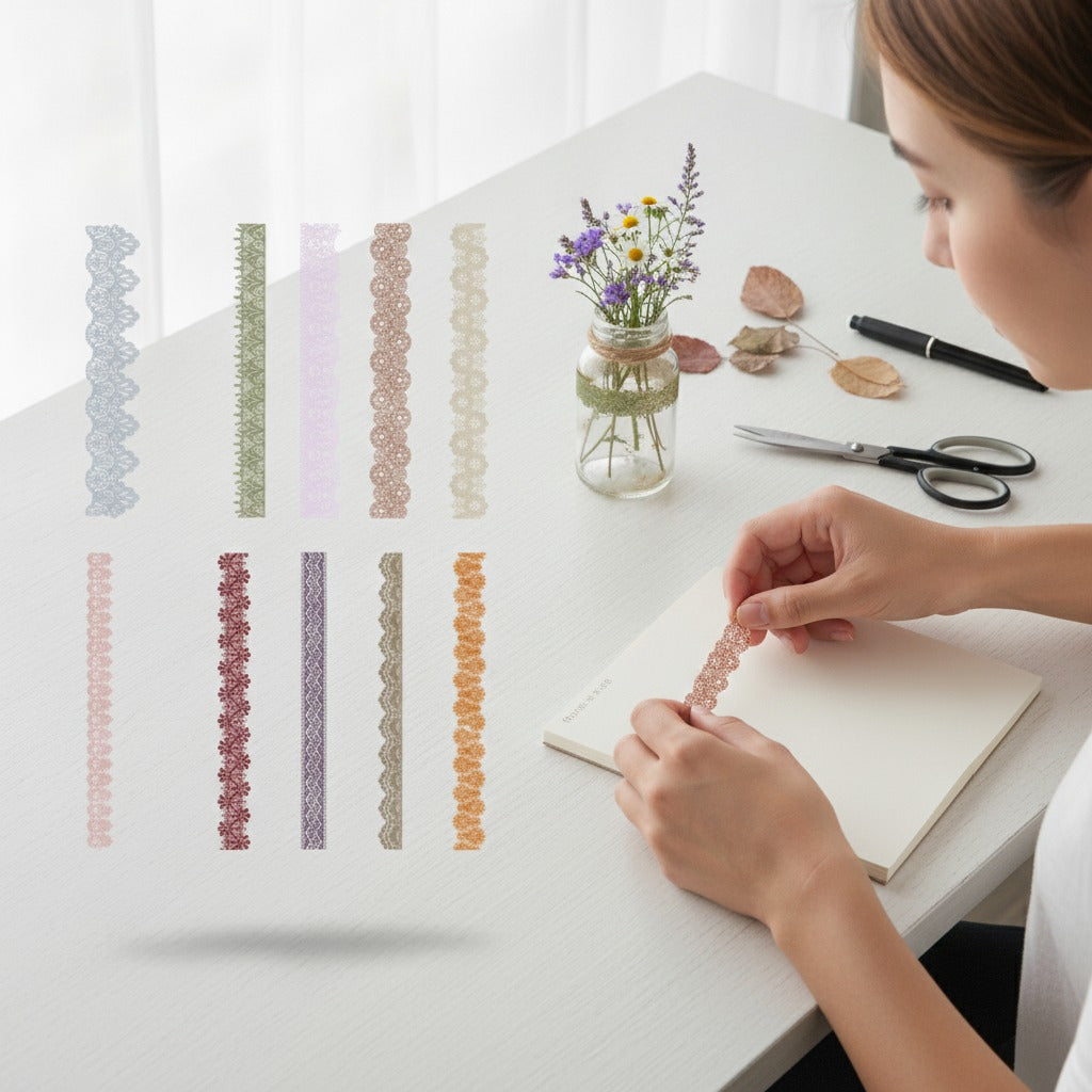 Lace Embellishment Sticker Strips Decorative Paper Pack – stationery (view 3)