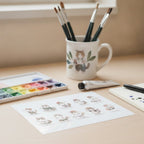 Cute Cat Sticker Sheet Aesthetic Illustration – stationery (view 2)